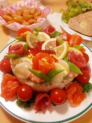 お祝い・パーティーに☆お寿司のお花畑ケーキ♥