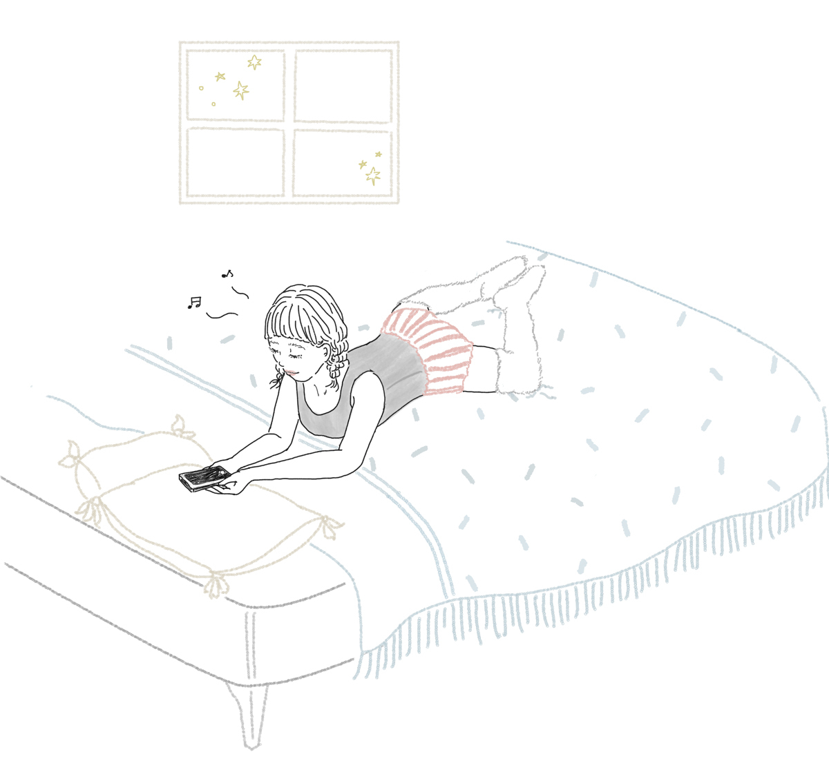 ベッドでスマホを見ながら…