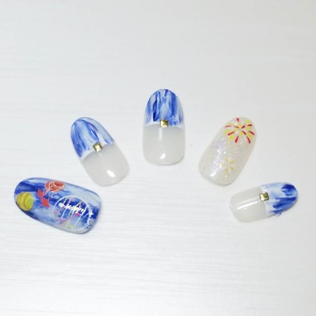 涼しげな渓流ネイル