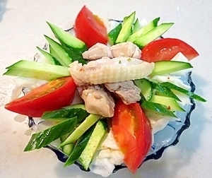 さっぱりあっさり！野菜がたっぷり鶏の冷しゃぶ