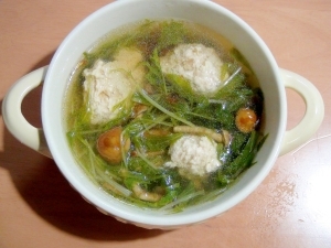 体ぽかぽか♪生姜入り、鶏だんごのスープ♪