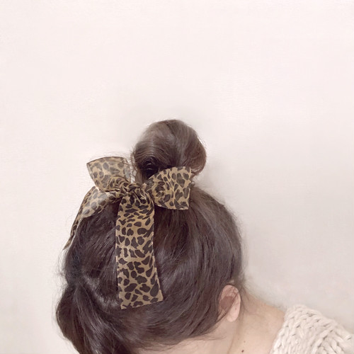 leopard ribbon hair clip