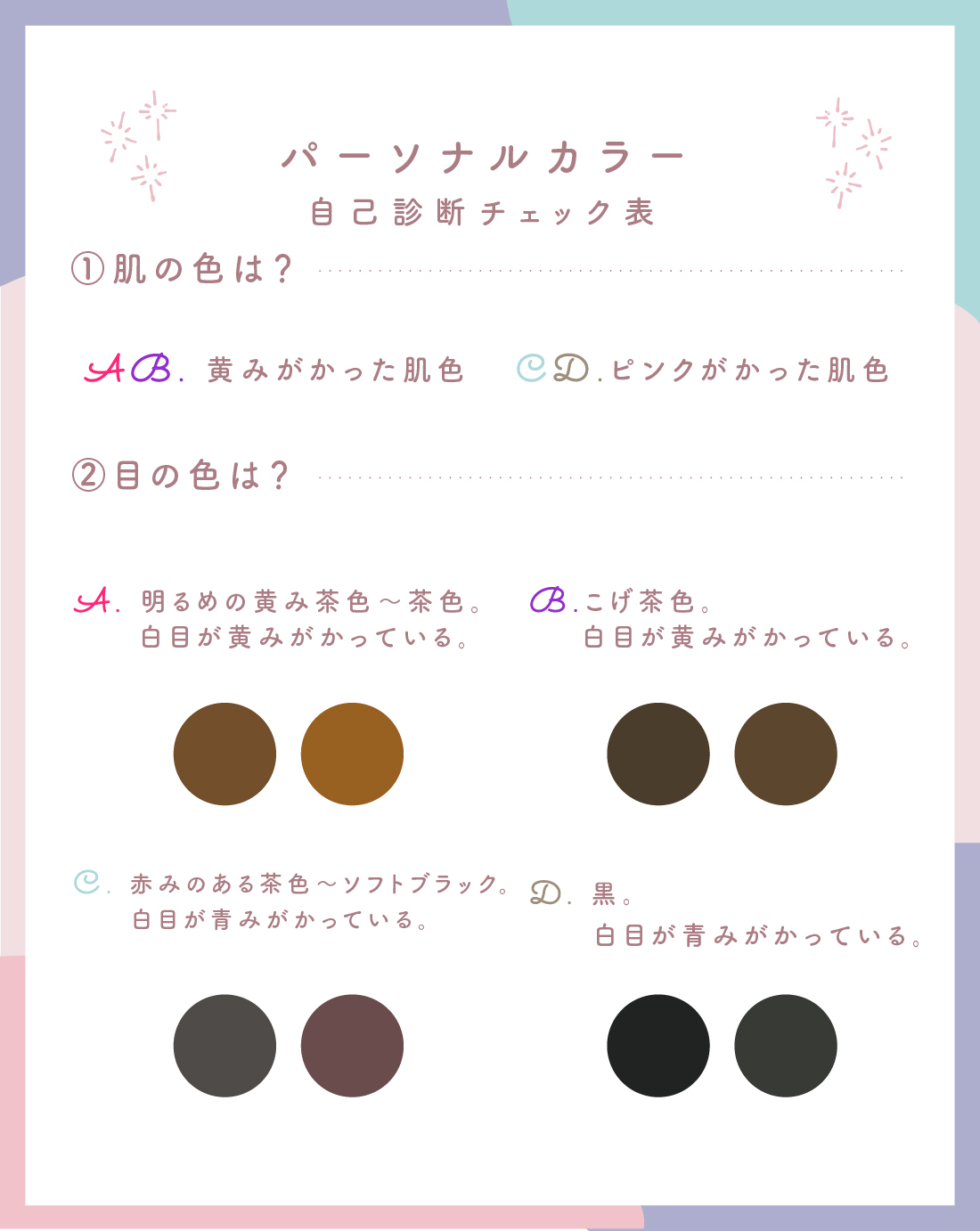 Q:肌の色は? / 目の色は?