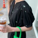 花柄ドロストワンピース