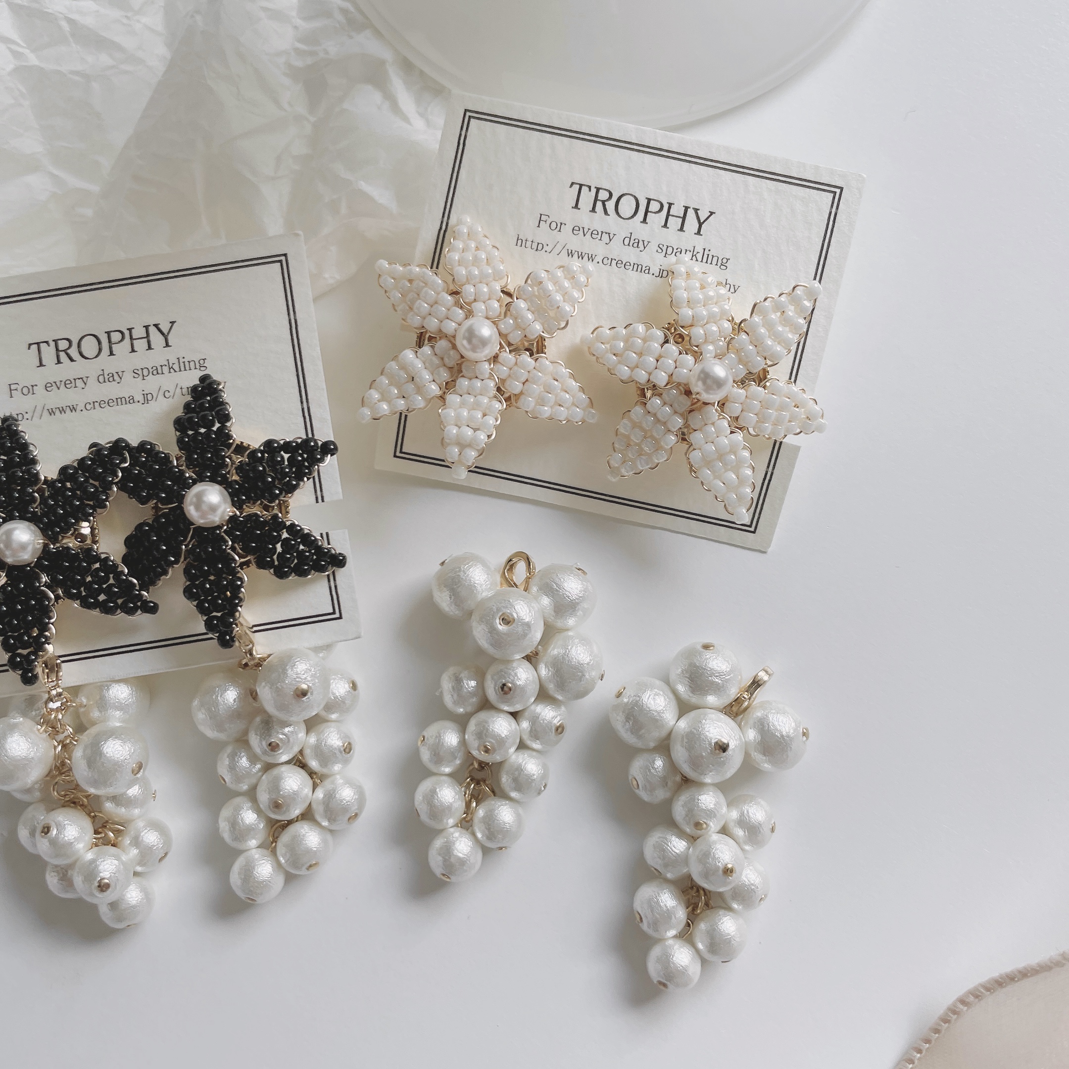 【TROPHY】2way beads flower cotton pearl 