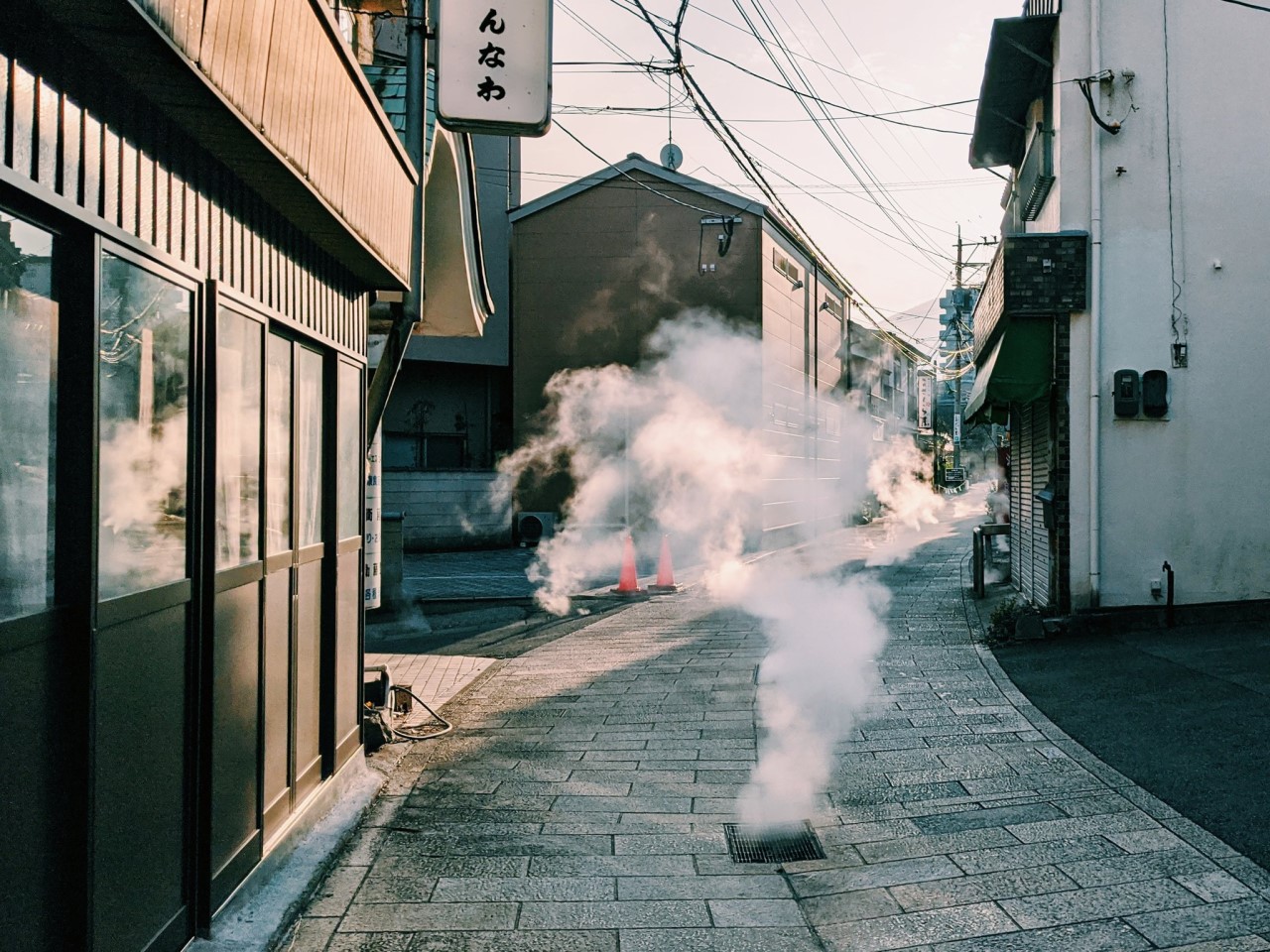 別府の温泉の蒸気