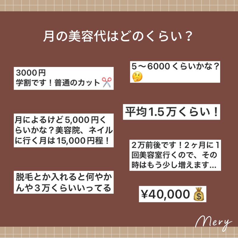 月の美容代はどのくらい？
