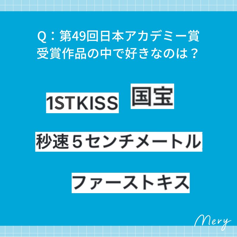 第49回日本アカデミー賞受賞作品の中で好きなのは？