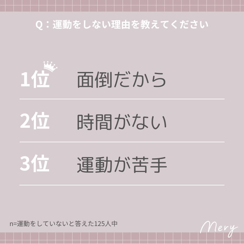 運動をしない理由を教えてください